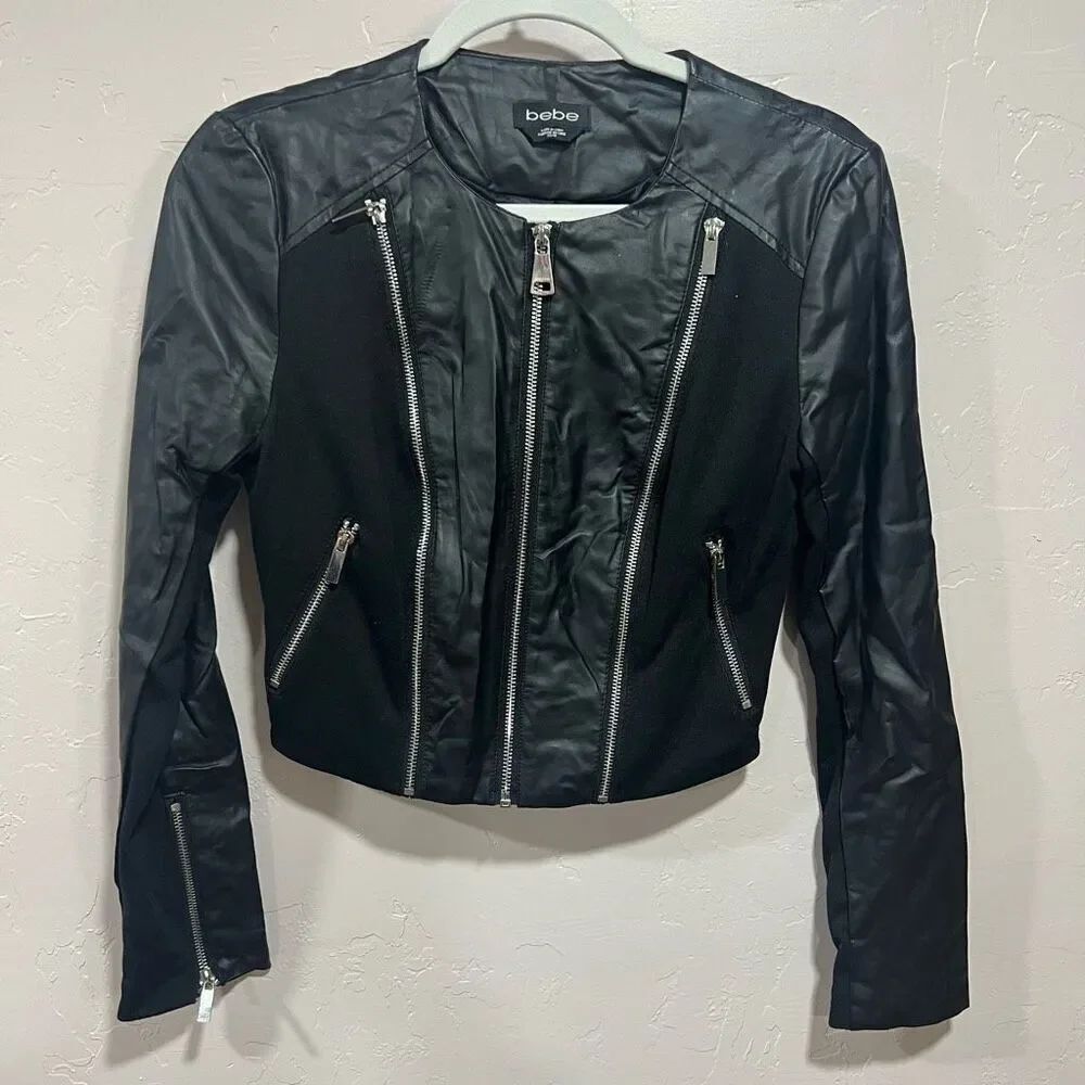 Bebe Collarless Moto Jacket